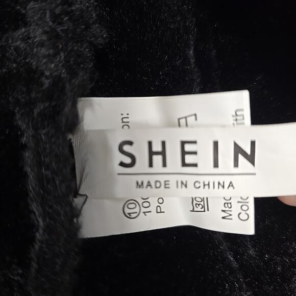 Shein Mens US Army Veteran Faux Fur Lapel Flight Jacket Sz L Black Military - Picture 4 of 11